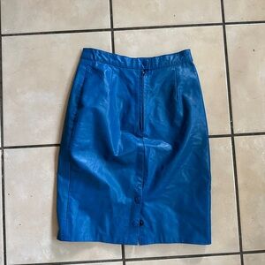 Vintage Blue Lela Leather Skirt